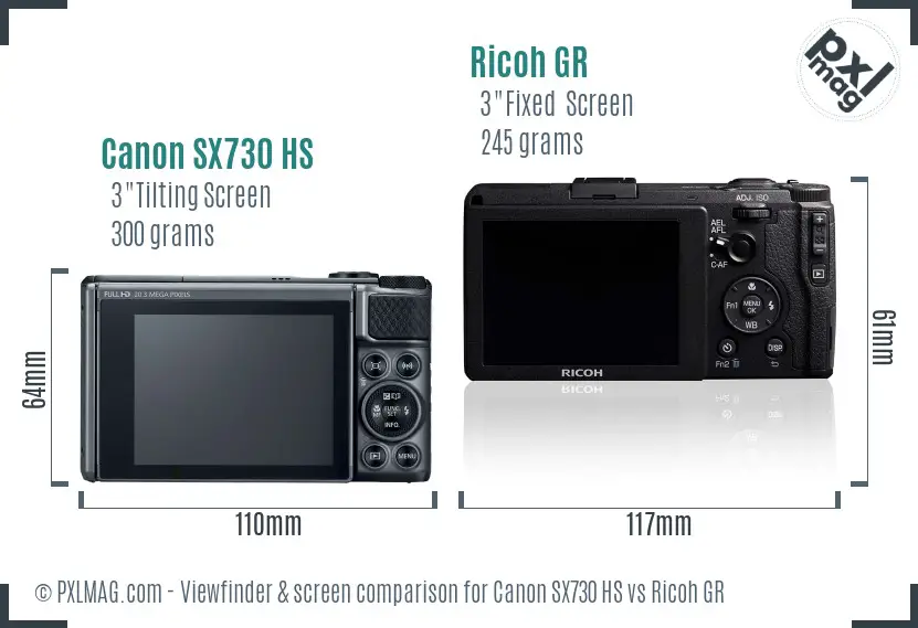 Canon SX730 HS vs Ricoh GR Screen and Viewfinder comparison Canon SX730 HS vs Ricoh GR Screen and Viewfinder comparison