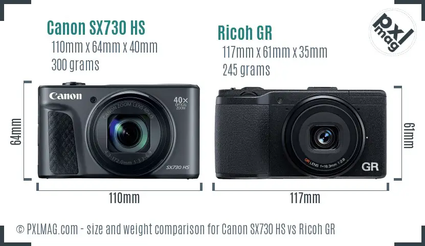 Canon SX730 HS vs Ricoh GR size comparison Canon SX730 HS vs Ricoh GR size comparison