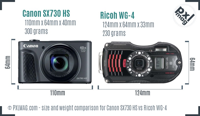 Canon SX730 HS vs Ricoh WG-4 size comparison Canon SX730 HS vs Ricoh WG-4 size comparison