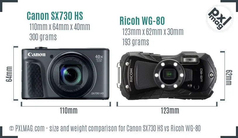 Canon SX730 HS vs Ricoh WG-80 size comparison Canon SX730 HS vs Ricoh WG-80 size comparison