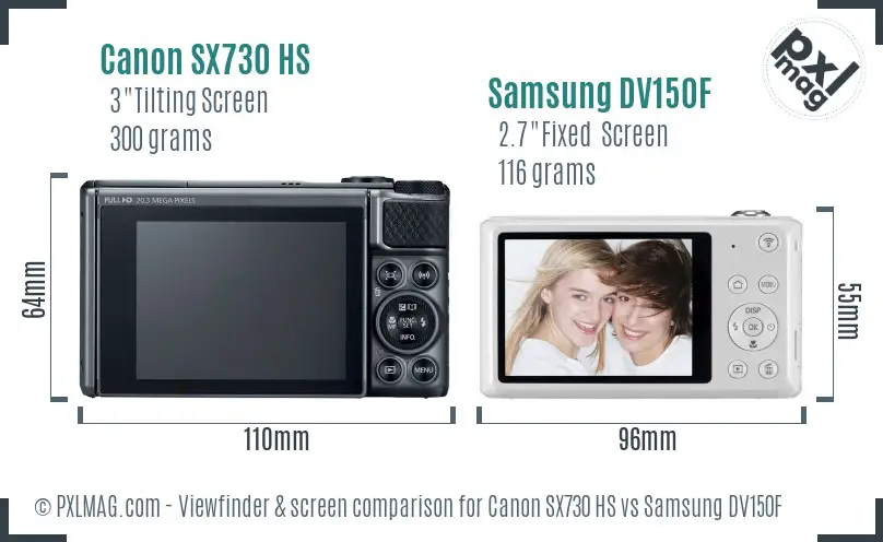 Canon SX730 HS vs Samsung DV150F Screen and Viewfinder comparison Canon SX730 HS vs Samsung DV150F Screen and Viewfinder comparison