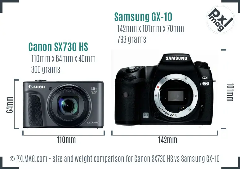 Canon SX730 HS vs Samsung GX-10 size comparison Canon SX730 HS vs Samsung GX-10 size comparison