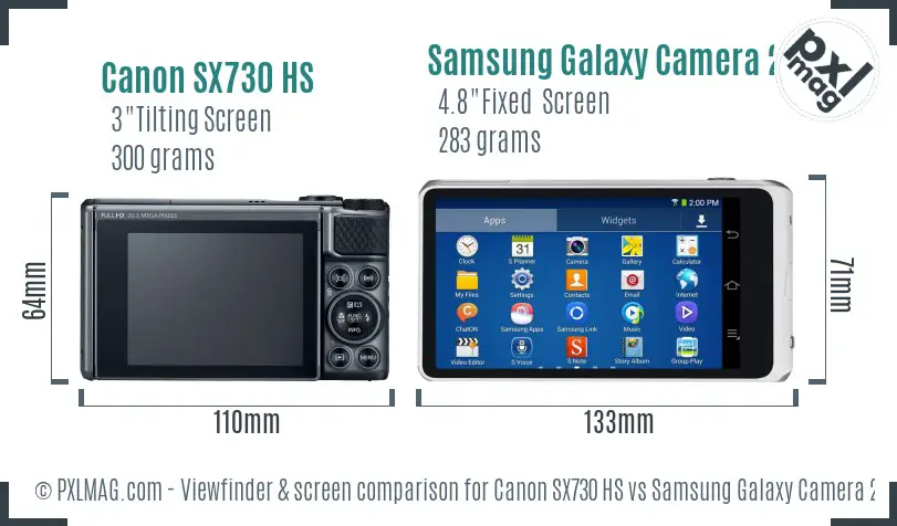 Canon SX730 HS vs Samsung Galaxy Camera 2 Screen and Viewfinder comparison
