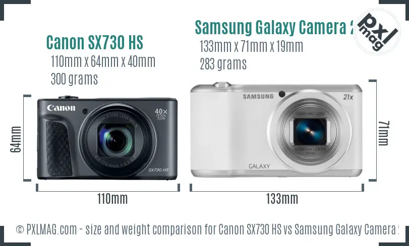Canon SX730 HS vs Samsung Galaxy Camera 2 size comparison