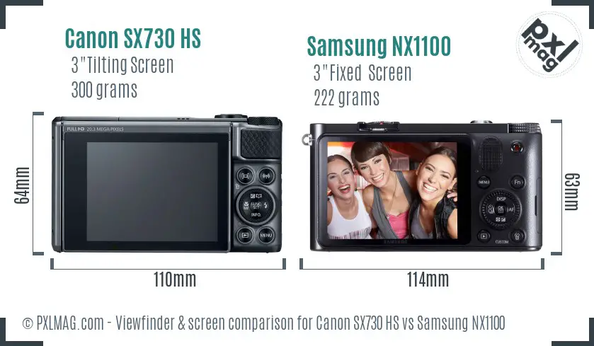 Canon SX730 HS vs Samsung NX1100 Screen and Viewfinder comparison Canon SX730 HS vs Samsung NX1100 Screen and Viewfinder comparison