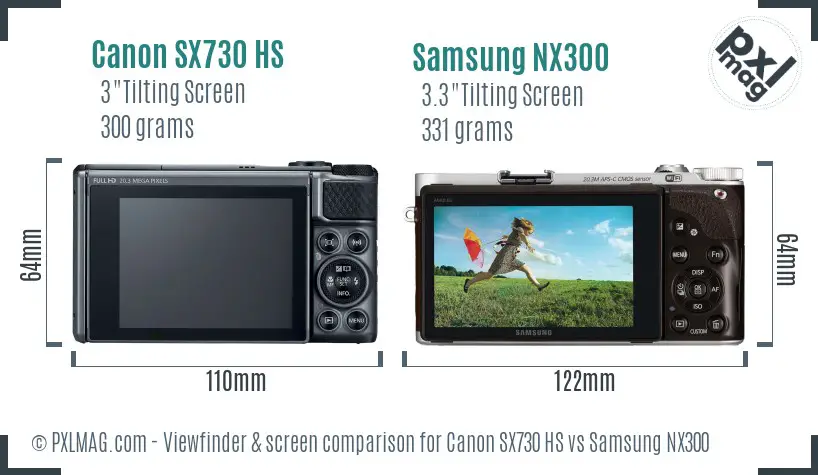 Canon SX730 HS vs Samsung NX300 Screen and Viewfinder comparison Canon SX730 HS vs Samsung NX300 Screen and Viewfinder comparison