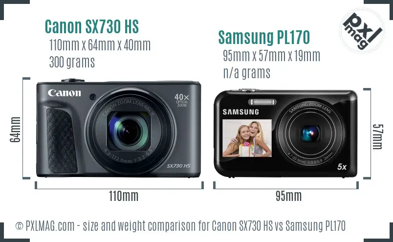 Canon SX730 HS vs Samsung PL170 size comparison Canon SX730 HS vs Samsung PL170 size comparison