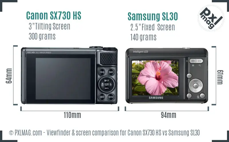 Canon SX730 HS vs Samsung SL30 Screen and Viewfinder comparison Canon SX730 HS vs Samsung SL30 Screen and Viewfinder comparison
