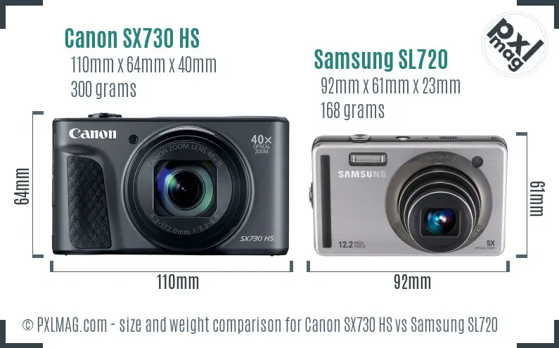 Canon SX730 HS vs Samsung SL720 size comparison Canon SX730 HS vs Samsung SL720 size comparison