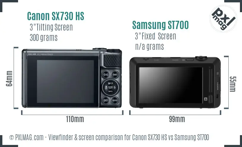 Canon SX730 HS vs Samsung ST700 Screen and Viewfinder comparison Canon SX730 HS vs Samsung ST700 Screen and Viewfinder comparison