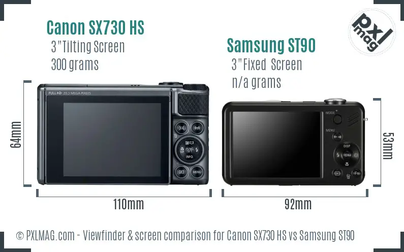 Canon SX730 HS vs Samsung ST90 Screen and Viewfinder comparison Canon SX730 HS vs Samsung ST90 Screen and Viewfinder comparison