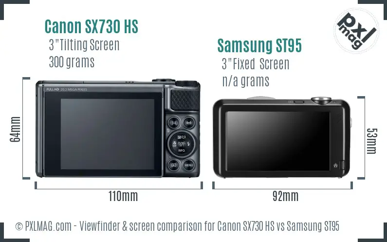 Canon SX730 HS vs Samsung ST95 Screen and Viewfinder comparison
