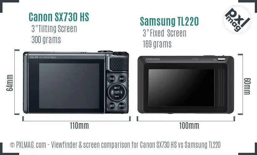 Canon SX730 HS vs Samsung TL220 Screen and Viewfinder comparison Canon SX730 HS vs Samsung TL220 Screen and Viewfinder comparison