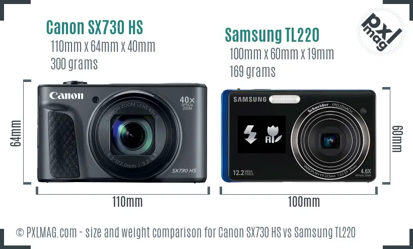 Canon SX730 HS vs Samsung TL220 size comparison Canon SX730 HS vs Samsung TL220 size comparison