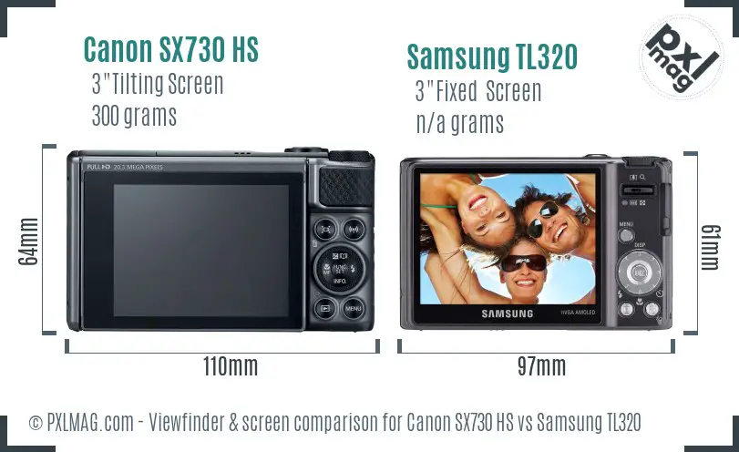 Canon SX730 HS vs Samsung TL320 Screen and Viewfinder comparison Canon SX730 HS vs Samsung TL320 Screen and Viewfinder comparison