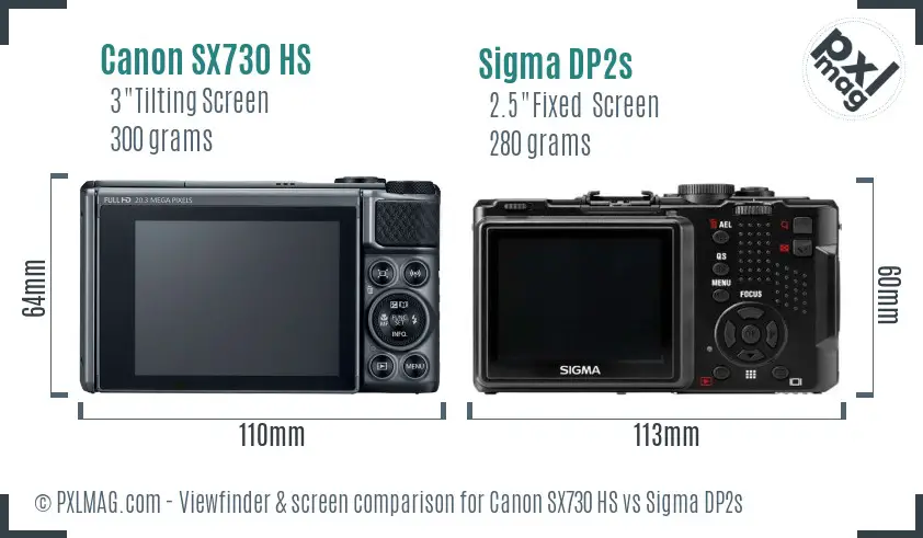 Canon SX730 HS vs Sigma DP2s Screen and Viewfinder comparison