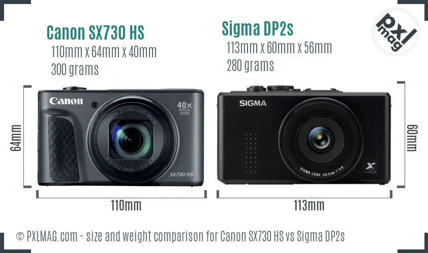 Canon SX730 HS vs Sigma DP2s size comparison Canon SX730 HS vs Sigma DP2s size comparison