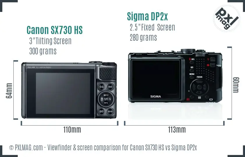 Canon SX730 HS vs Sigma DP2x Screen and Viewfinder comparison Canon SX730 HS vs Sigma DP2x Screen and Viewfinder comparison