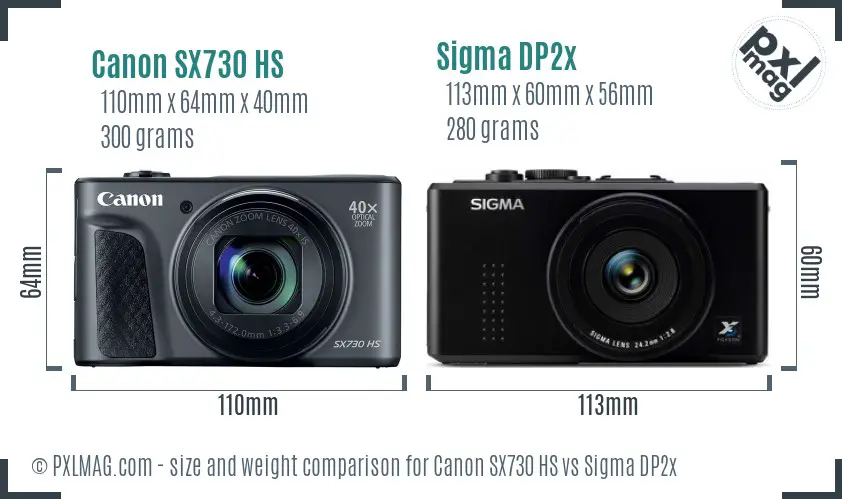 Canon SX730 HS vs Sigma DP2x size comparison Canon SX730 HS vs Sigma DP2x size comparison