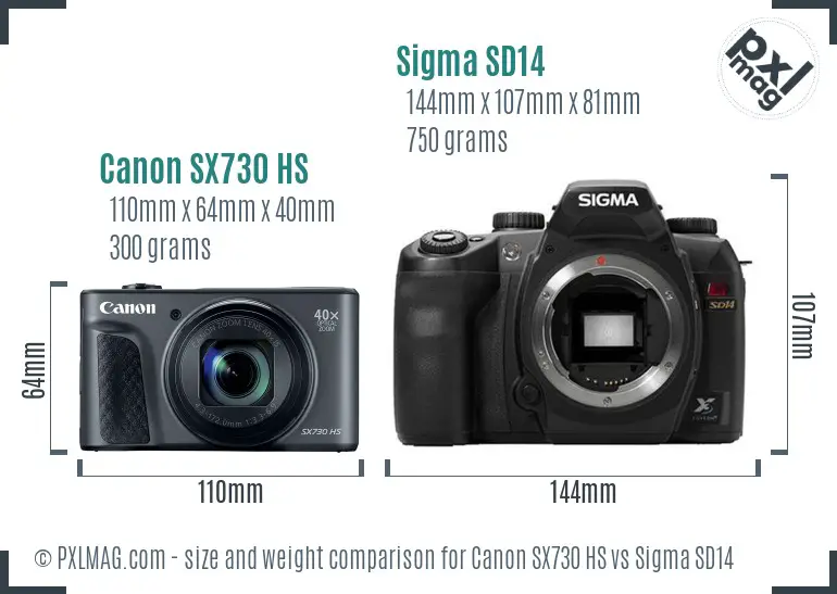Canon SX730 HS vs Sigma SD14 size comparison Canon SX730 HS vs Sigma SD14 size comparison