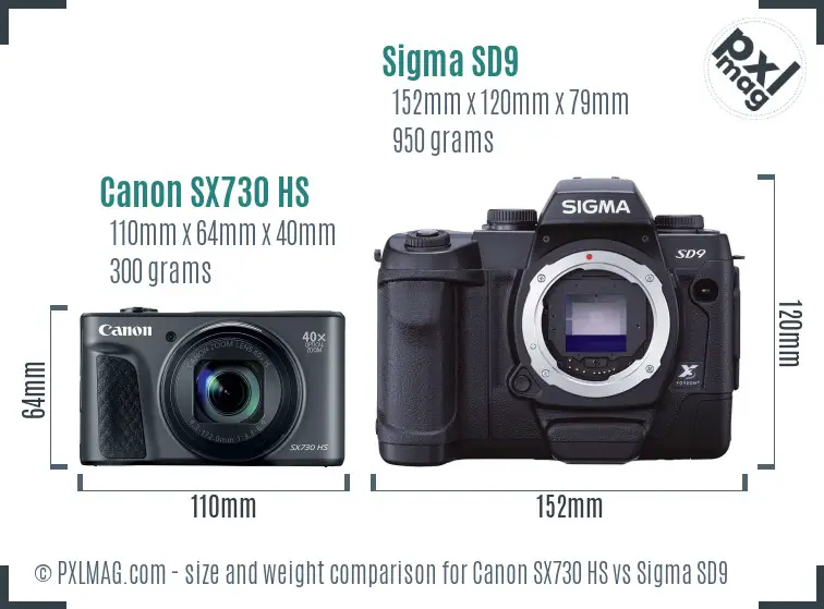 Canon SX730 HS vs Sigma SD9 size comparison Canon SX730 HS vs Sigma SD9 size comparison