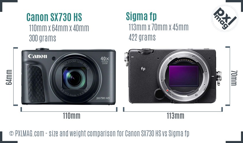 Canon SX730 HS vs Sigma fp size comparison Canon SX730 HS vs Sigma fp size comparison
