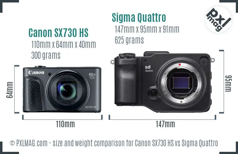 Canon SX730 HS vs Sigma Quattro size comparison Canon SX730 HS vs Sigma Quattro size comparison