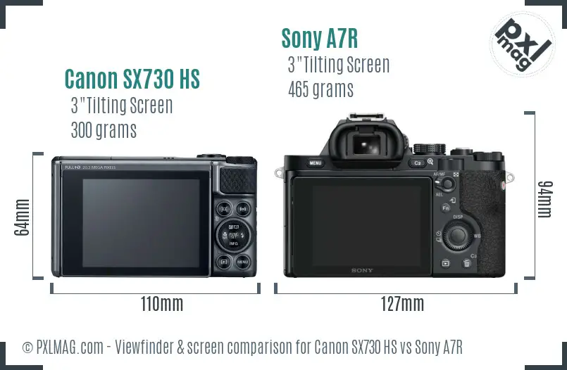 Canon SX730 HS vs Sony A7R Screen and Viewfinder comparison Canon SX730 HS vs Sony A7R Screen and Viewfinder comparison