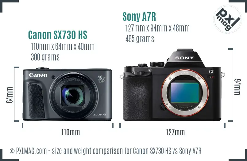 Canon SX730 HS vs Sony A7R size comparison Canon SX730 HS vs Sony A7R size comparison