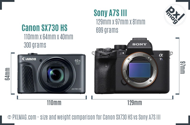 Canon SX730 HS vs Sony A7S III size comparison Canon SX730 HS vs Sony A7S III size comparison