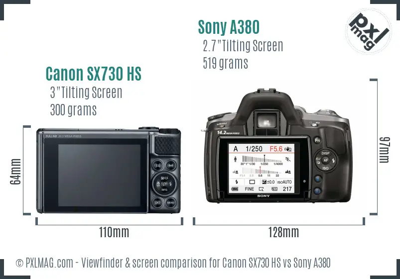 Canon SX730 HS vs Sony A380 Screen and Viewfinder comparison Canon SX730 HS vs Sony A380 Screen and Viewfinder comparison