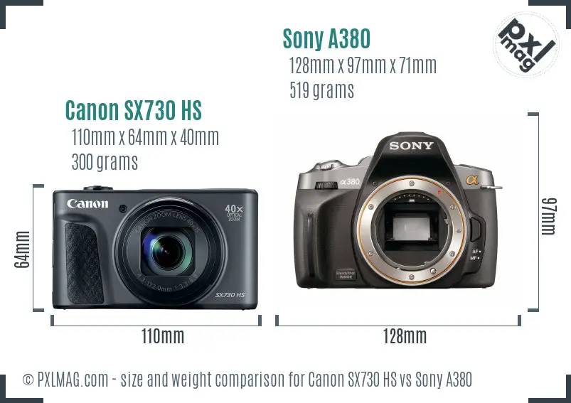 Canon SX730 HS vs Sony A380 size comparison Canon SX730 HS vs Sony A380 size comparison