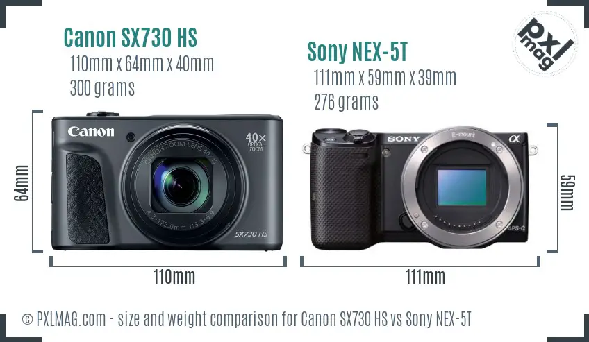 Canon SX730 HS vs Sony NEX-5T size comparison