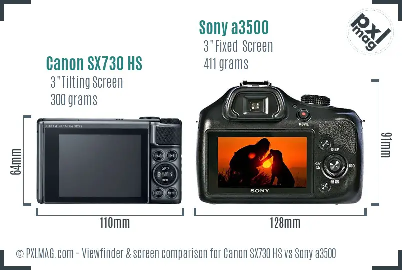 Canon SX730 HS vs Sony a3500 Screen and Viewfinder comparison Canon SX730 HS vs Sony a3500 Screen and Viewfinder comparison