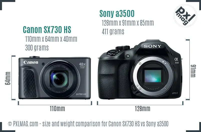 Canon SX730 HS vs Sony a3500 size comparison Canon SX730 HS vs Sony a3500 size comparison