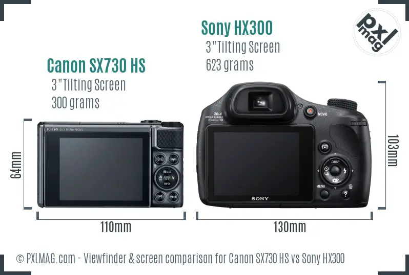 Canon SX730 HS vs Sony HX300 Screen and Viewfinder comparison Canon SX730 HS vs Sony HX300 Screen and Viewfinder comparison