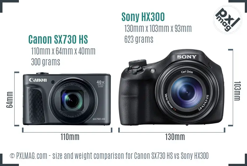 Canon SX730 HS vs Sony HX300 size comparison Canon SX730 HS vs Sony HX300 size comparison
