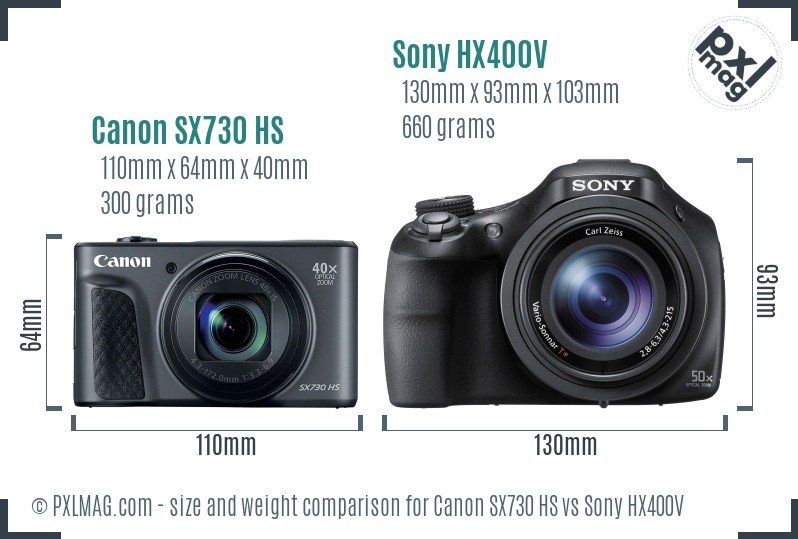 Canon SX730 HS vs Sony HX400V size comparison Canon SX730 HS vs Sony HX400V size comparison