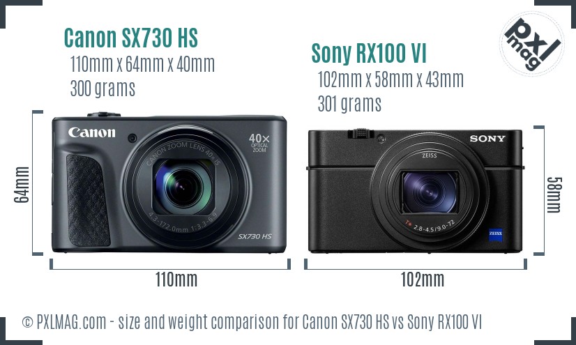 Canon SX730 HS vs Sony RX100 VI size comparison Canon SX730 HS vs Sony RX100 VI size comparison