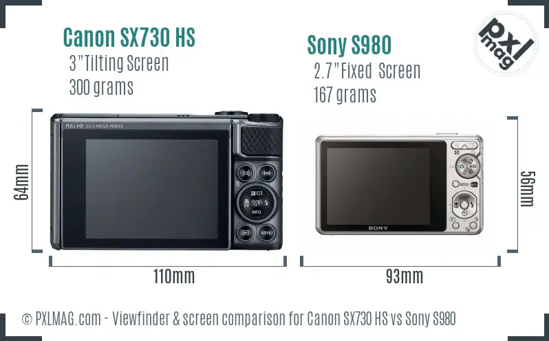 Canon SX730 HS vs Sony S980 Screen and Viewfinder comparison Canon SX730 HS vs Sony S980 Screen and Viewfinder comparison