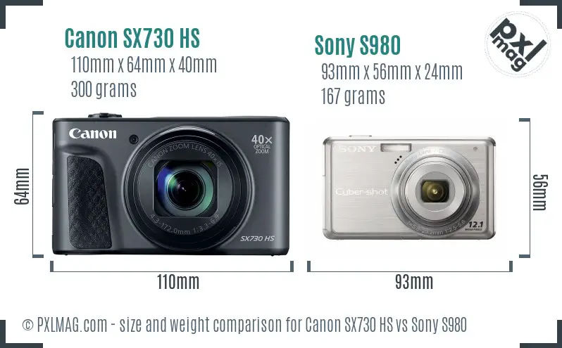 Canon SX730 HS vs Sony S980 size comparison Canon SX730 HS vs Sony S980 size comparison