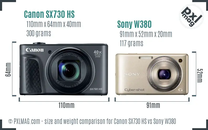 Canon SX730 HS vs Sony W380 size comparison Canon SX730 HS vs Sony W380 size comparison