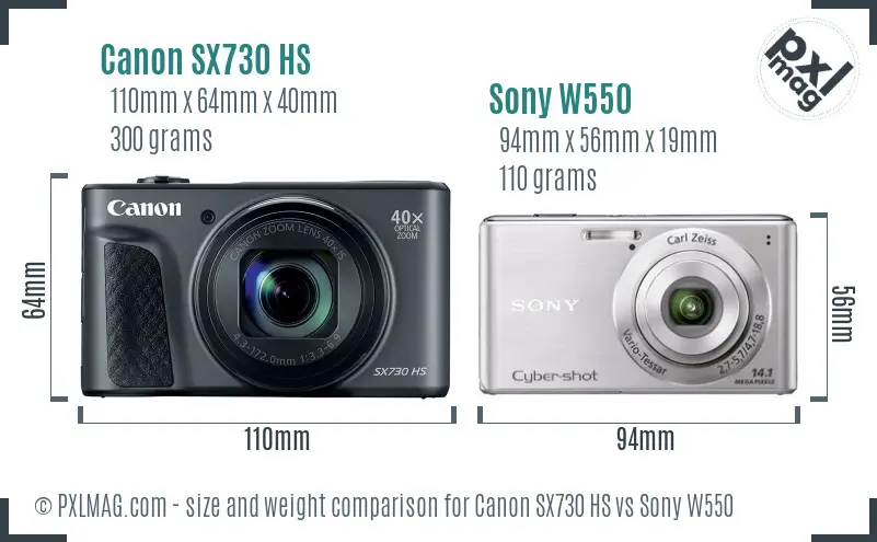 Canon SX730 HS vs Sony W550 size comparison Canon SX730 HS vs Sony W550 size comparison