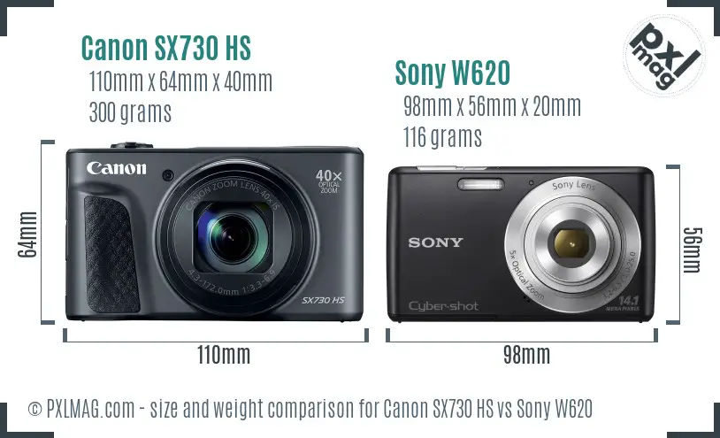 Canon SX730 HS vs Sony W620 size comparison Canon SX730 HS vs Sony W620 size comparison