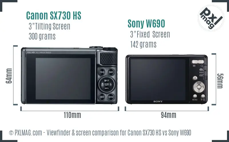 Canon SX730 HS vs Sony W690 Screen and Viewfinder comparison Canon SX730 HS vs Sony W690 Screen and Viewfinder comparison