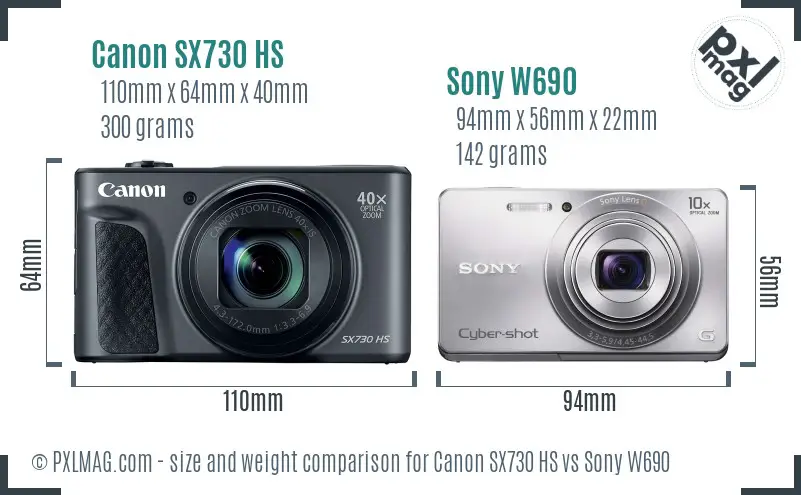 Canon SX730 HS vs Sony W690 size comparison Canon SX730 HS vs Sony W690 size comparison