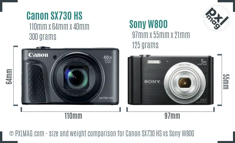 Canon SX730 HS vs Sony W800 size comparison Canon SX730 HS vs Sony W800 size comparison