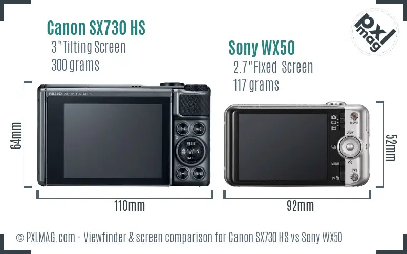 Canon SX730 HS vs Sony WX50 Screen and Viewfinder comparison Canon SX730 HS vs Sony WX50 Screen and Viewfinder comparison