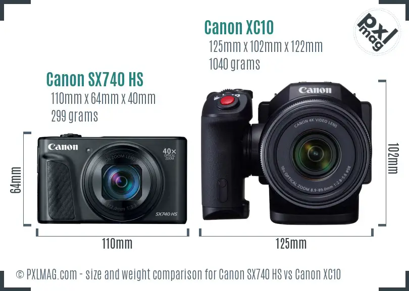 Canon SX740 HS vs Canon XC10 size comparison Canon SX740 HS vs Canon XC10 size comparison