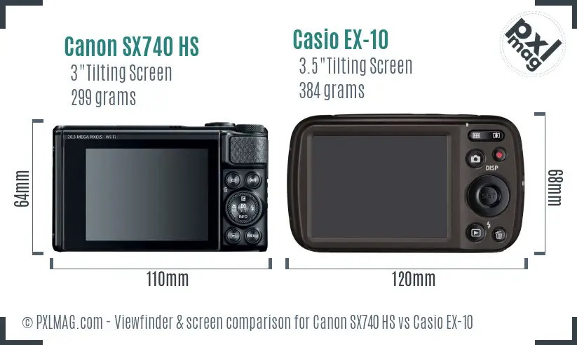 Canon SX740 HS vs Casio EX-10 Screen and Viewfinder comparison Canon SX740 HS vs Casio EX-10 Screen and Viewfinder comparison